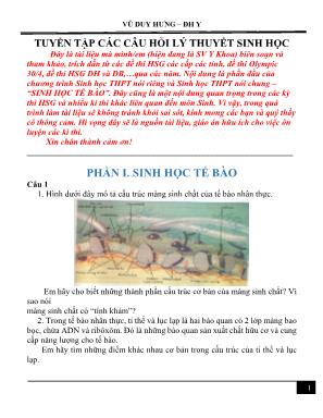 Tuyển tập các câu hỏi lý thuyết Sinh học - Vũ Duy Hưng